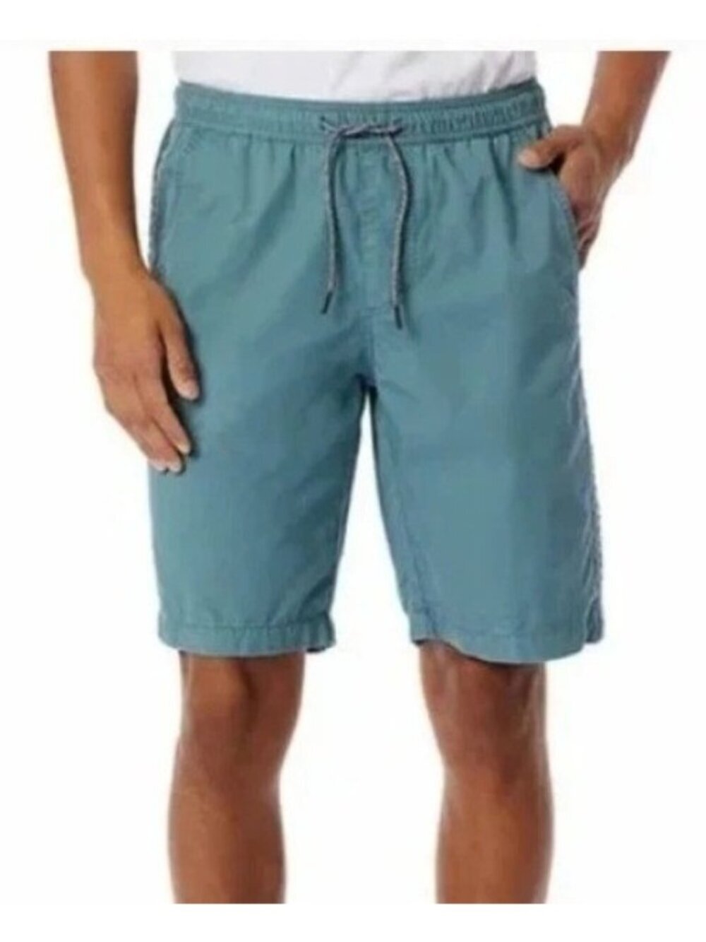 NWT Unionbay Men's 34 Blue Teal Chino Shorts Drawstring Relaxed Fit